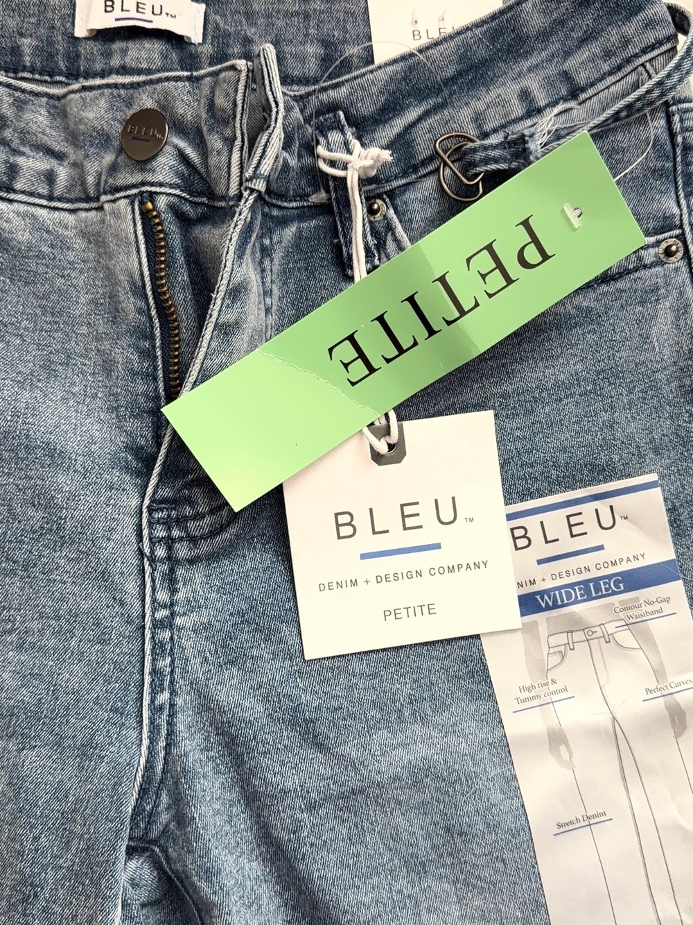 BLEU Petite Wide Leg Jeans in Light Blue Denim